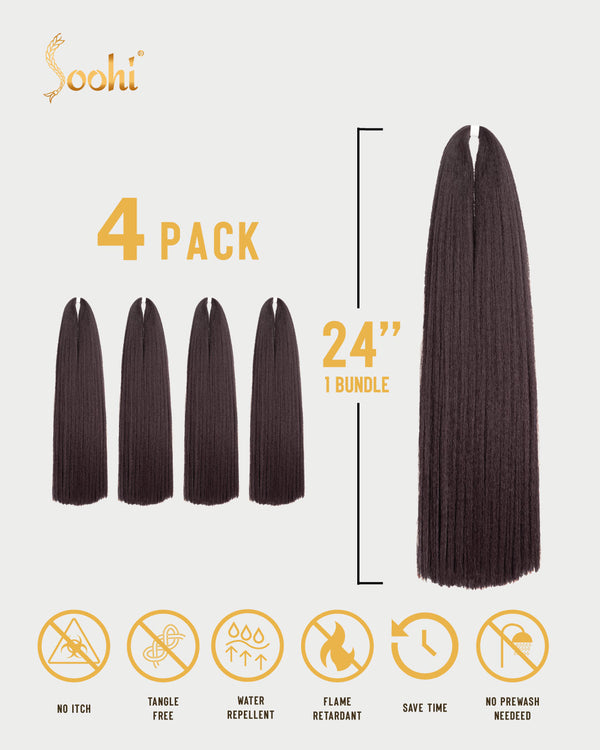 Light Burgundy #118B - 24" Braiding Hair (4 Pack)