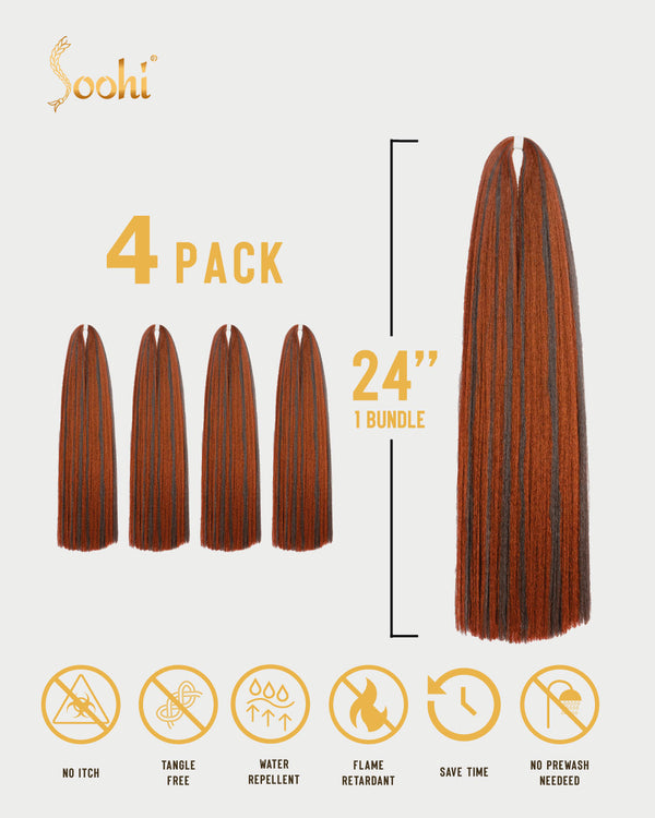 Off Black & Copper Red #1B-30 - 24" Braiding Hair (4 Pack)