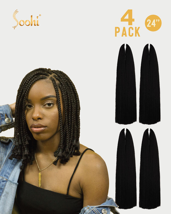 Off Black #1B - 24" Braiding Hair (4 Pack)