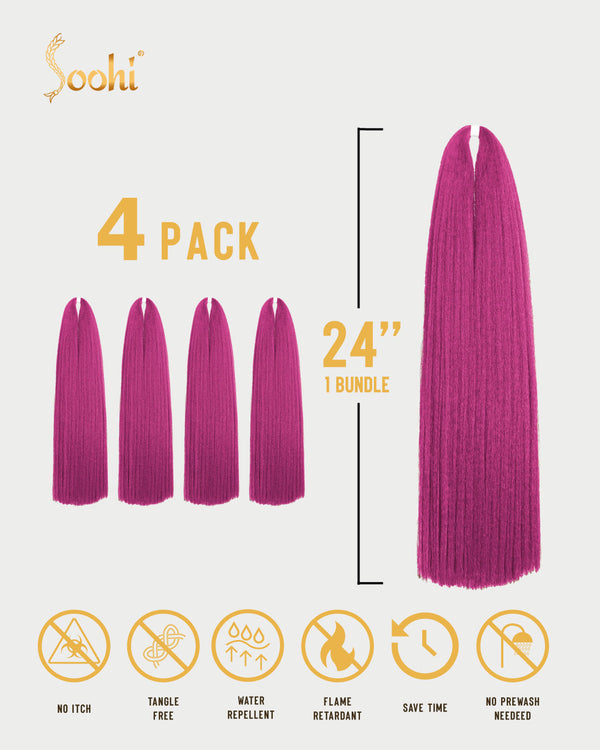 Pink - 24" Braiding Hair (4 Pack)