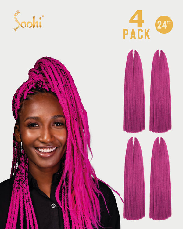 Pink - 24" Braiding Hair (4 Pack)